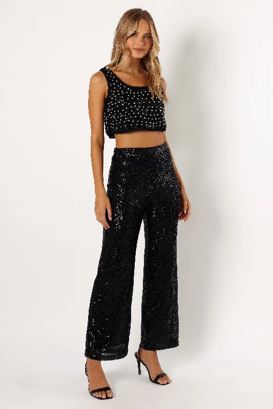 Women's Evening Apparel Lilianna Sequin Flare Pant - Black