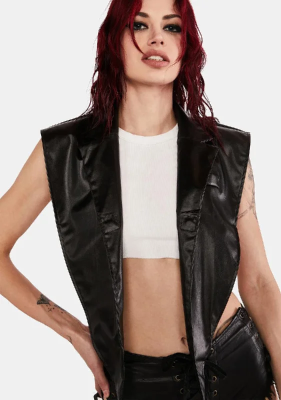 Women's Outerwear Clothing Calling On You Vegan Leather Vest