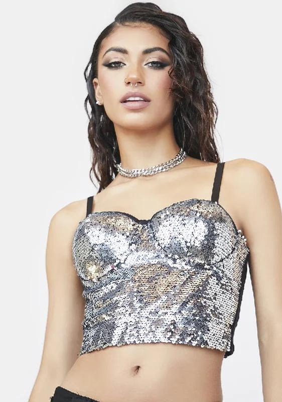 Women's Casual Wear Clothes Strike A Pose Sequin Bustier Top