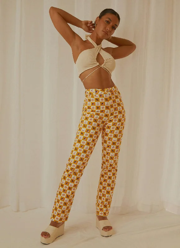 Women's High-Fashion Garments Pina Colada Pants - Fruit Checkers