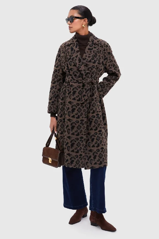 Women's Travel Outfit Set Cheetah Abbott Wrap Coat