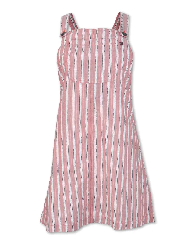 Chic Style, Always In Vogue Women's Striped Overall Dress In Red