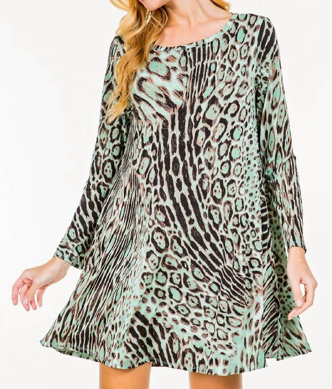 Trendy Styles Animal Print Dress In Mint