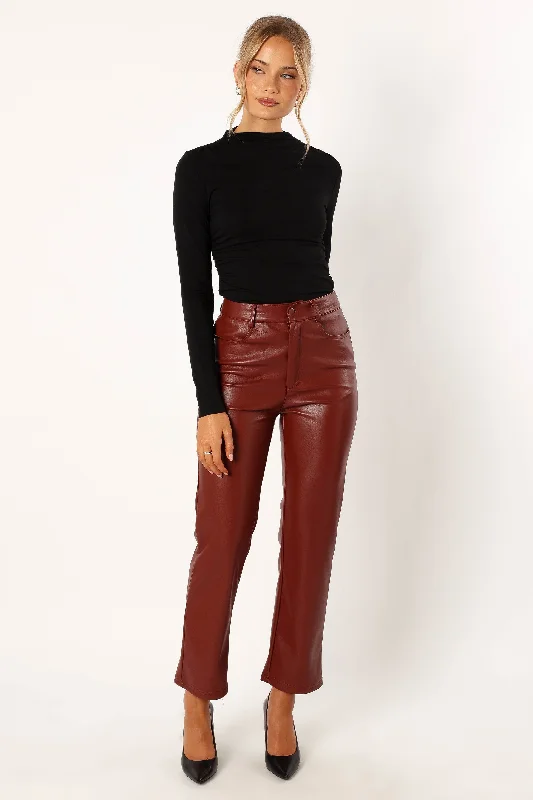 Affordable Women's Apparel Maverick Vegan Leather Pants - Merlot