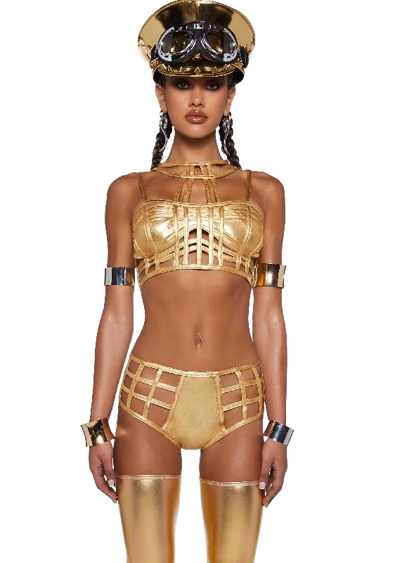 Fashion-Forward Women's Clothing Deviant Treasure Bustier Top - Gold