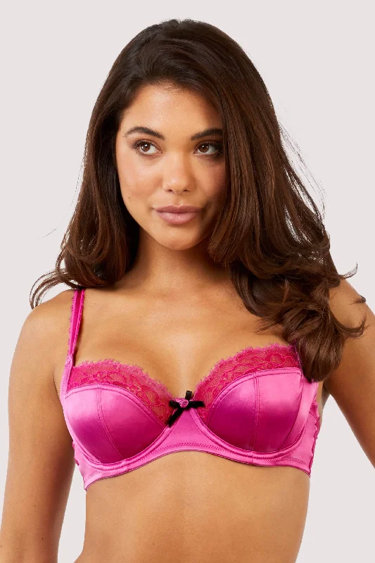 Vintage Clothing For Women Rosalyn Magenta Full Coverage Lace Bra