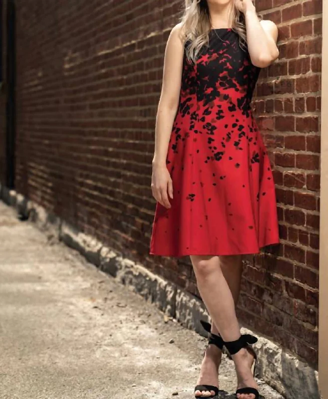 Limited Time Offer Dot Print Dress In Red With Black