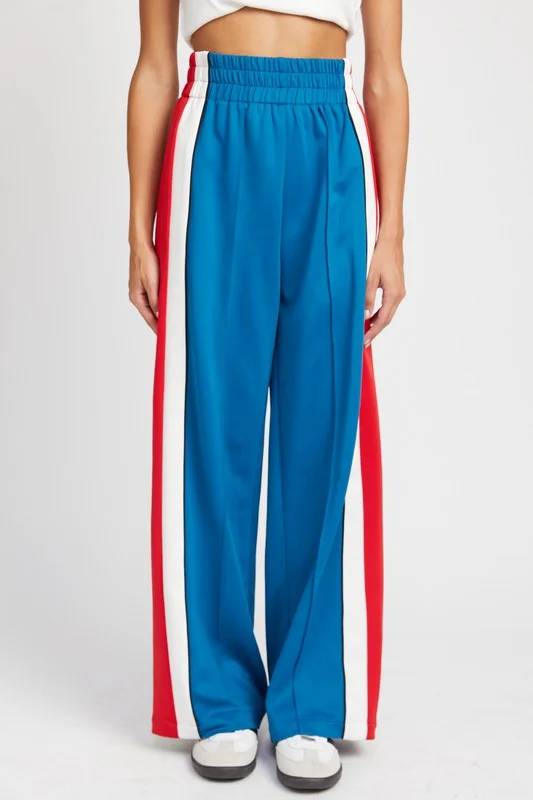 Women's Evening Apparel Hot Girl Colorblock Track Pants In Blue