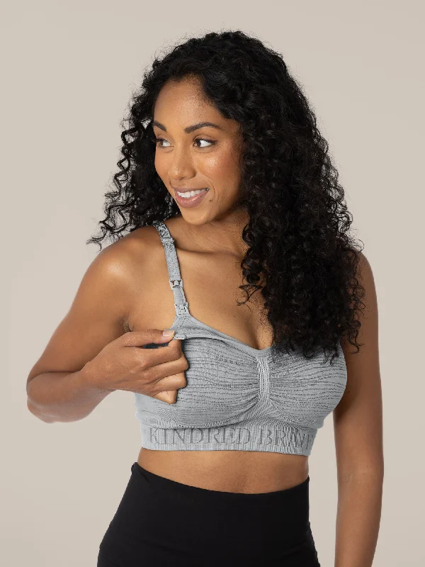 Sustainable Fashion Clothing For Women Sublime® Hands-Free Pumping & Nursing Bra | Grey