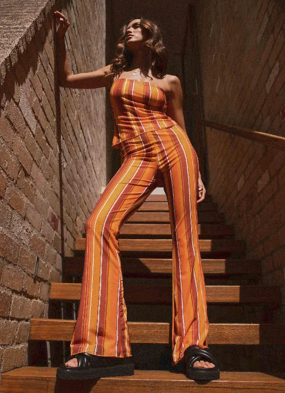 Women's Stylish Outdoor Outfit Catching Last Light Pants - Golden Hour Stripe