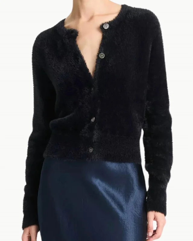 Women's Trendy Clothes Eyelash Cardigan In Black