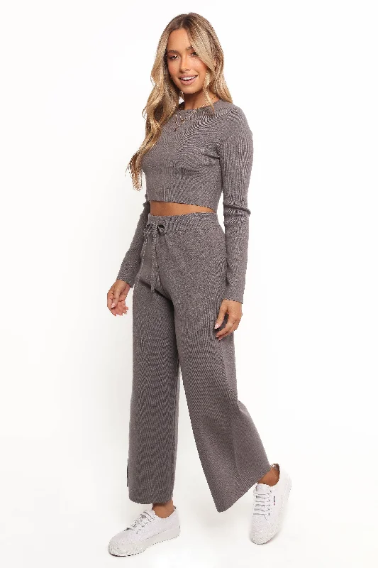 Stylish Women's Outerwear Apparel Ayers Long Sleeve Set - Charcoal Grey