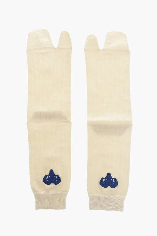 Women's Timeless Attire Maison Margiela Ribbed TABI Socks with Embroidery