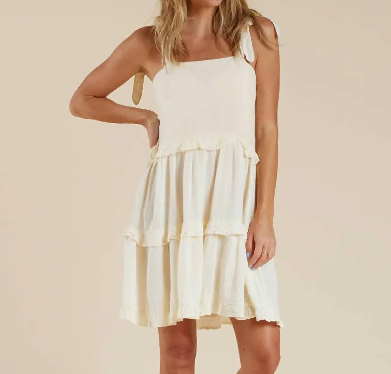 Chic Style, Always In Vogue Ruffle Swing Dress In Ivory