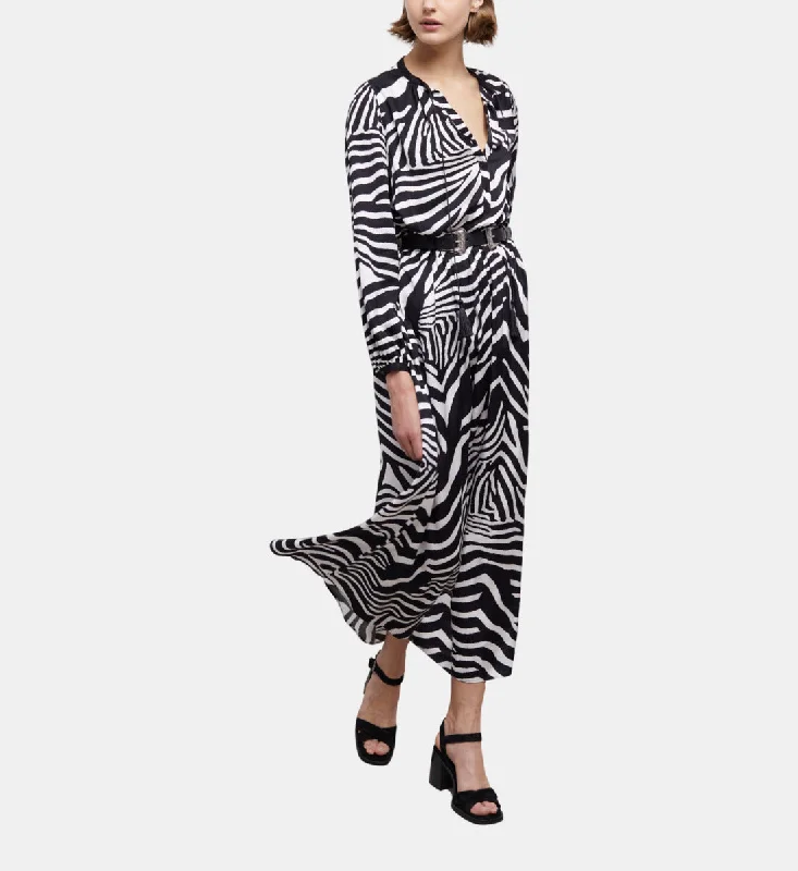 Special Offers, Don't Miss Long Black Printed Dress