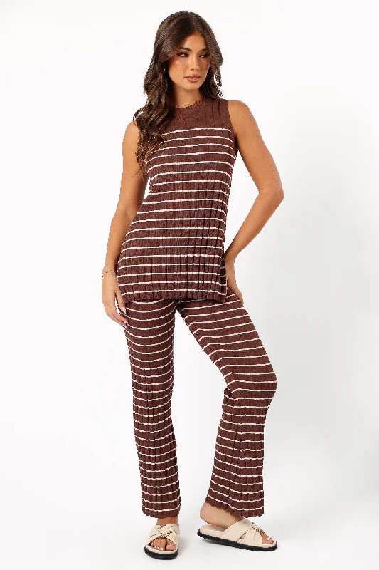 Women's Sporty Clothes Saralynn Knitted Set - Brown Beige