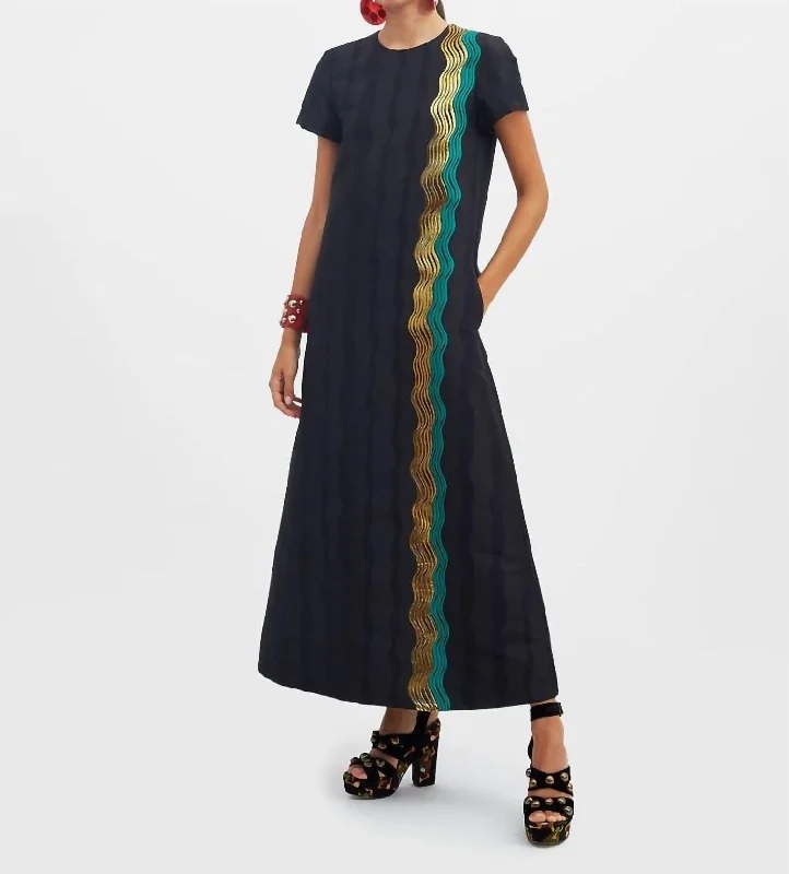 Redefining Women's Style Swing Dress In Nile Black In Jacquard