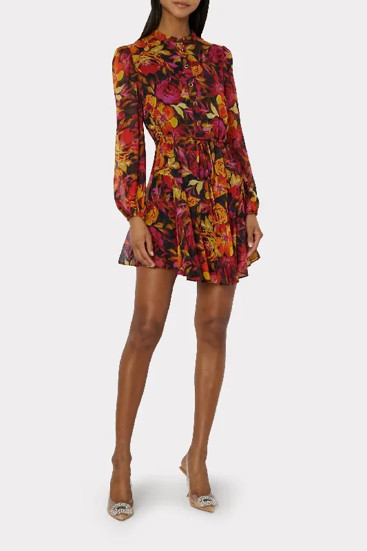 Summer Deals Reina Fall Foliage Print Dress In Rust Multi