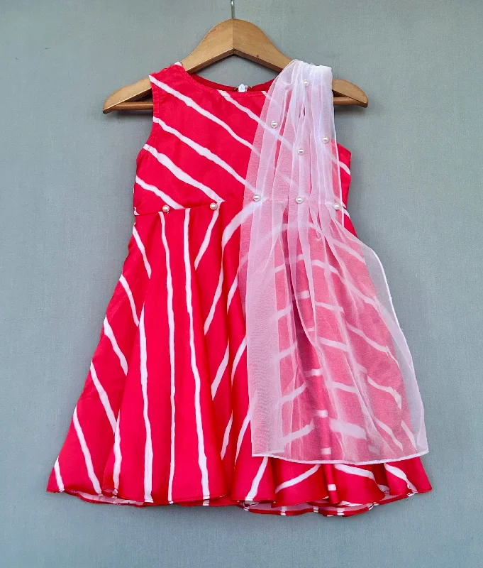 Flash Sale, Don't Miss Pre-Order: Red Printed Dress with Attached dupatta