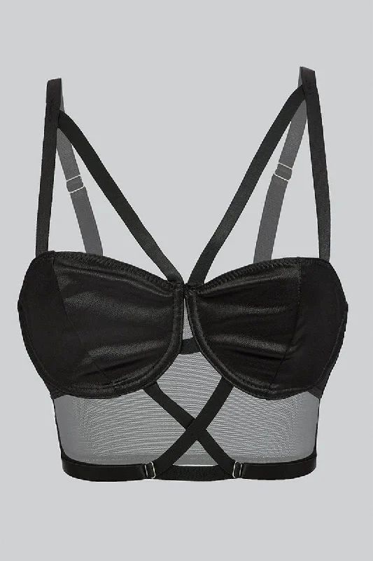 Women's Sporty Chic Clothes Black Strappy Bralette