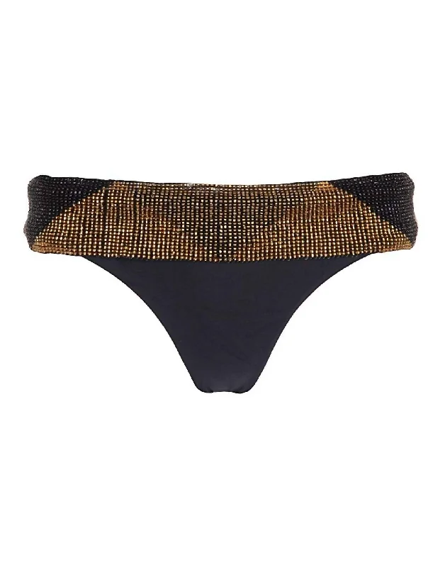 Women's Contemporary Apparel Women Intimate Lingerie Belted Teeny Bikini Panty Underwear In Black Gold