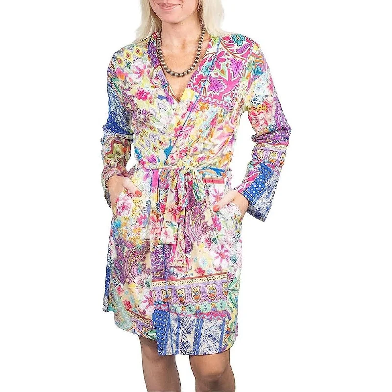 Women's Activewear Garments Johnny Was Women Talavera V-Neck Belted Cotton Modal Sleep Robe Multicolor