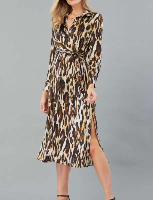 Chic Wardrobe Animal Print Dress In Brown