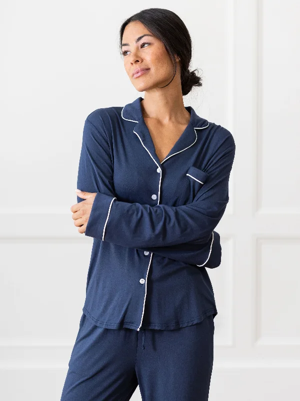 Women's Active Clothing Women's Long Sleeve Bamboo Pajama Top in Stretch-Knit