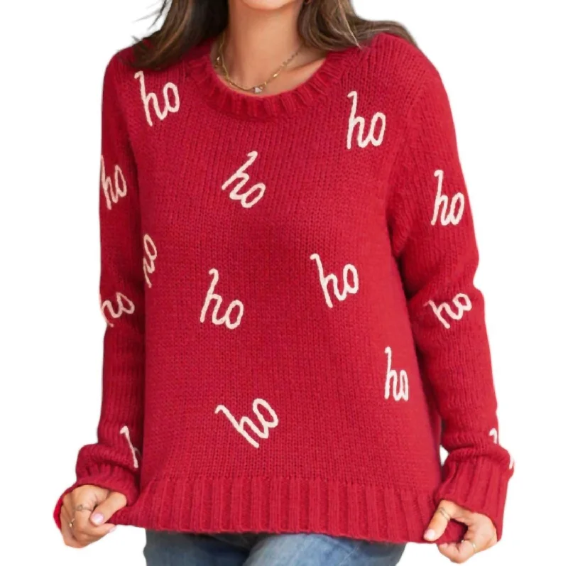 Women's Sports Apparel Ho Ho Ho Sweater In Red