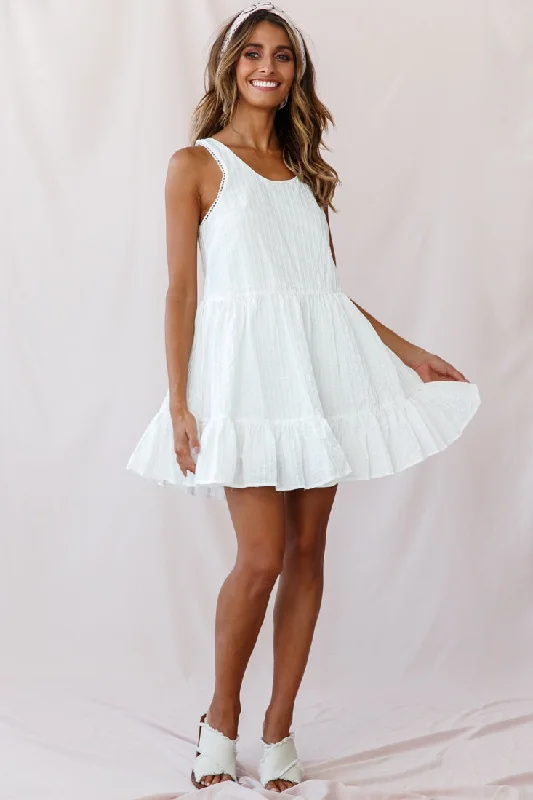 Trendy Women's Wear Heather Round Neck Swing Dress White