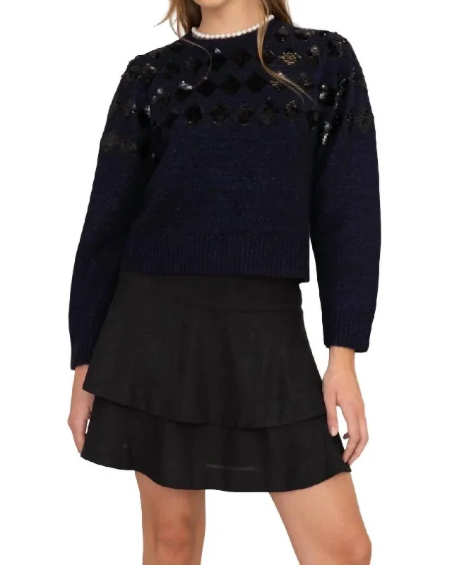 Charming Women's Garments Mondrian Sweater In Navy