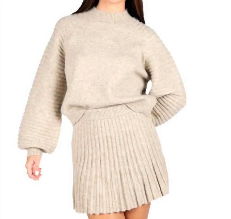 Women's Fashionable Clothing Sets Kat Sweater Top In Heathered Oat