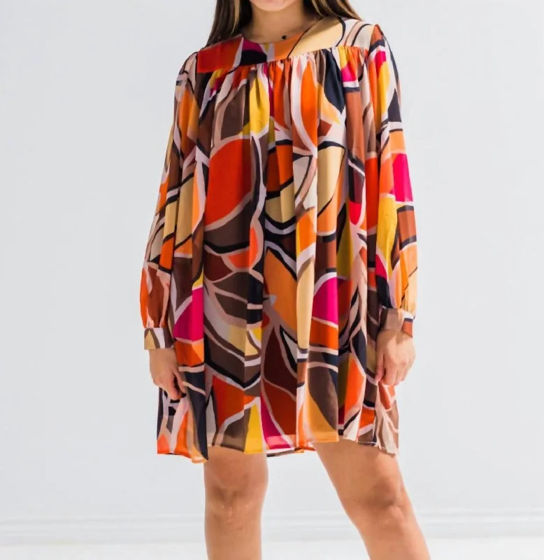 Hot Sale Veil Print Dress In Bomb Fire