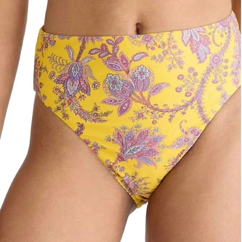 Women's High-End Clothing High-Rise Bikini Bottom In Ratti Golden Paisley