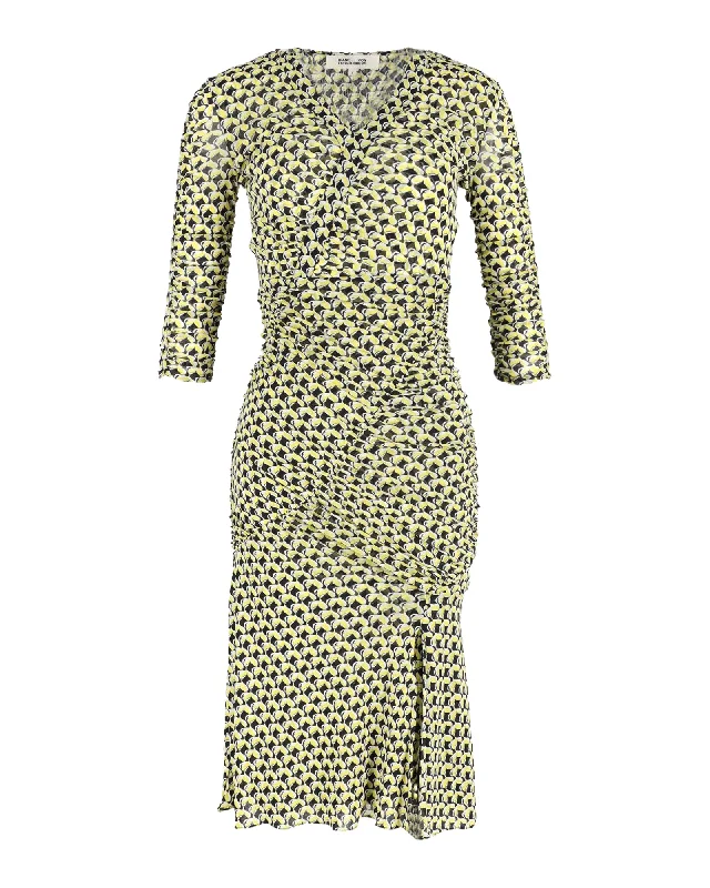 Hot Sale Diane Von Furstenberg Printed Dress in Yellow Nylon