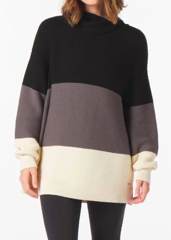 Women's Vacation Garments Aspen Sweater In Black/carbon/oatmilk