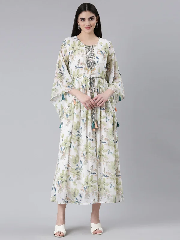 Fashion For Every Occasion Neeru's Green Straight Casual Printed Dress