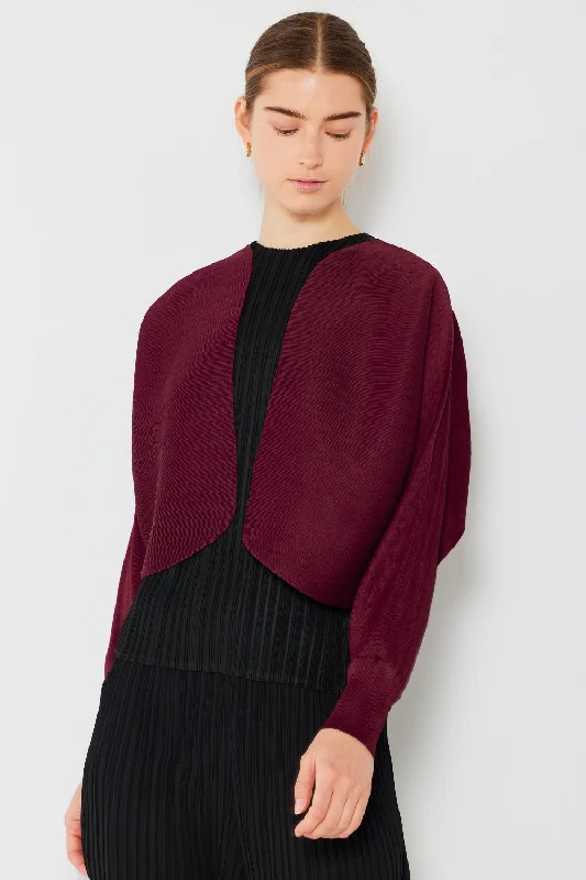 Modern Women's Apparel Rib Pleated Puff Sleeve Bolero Cardigan