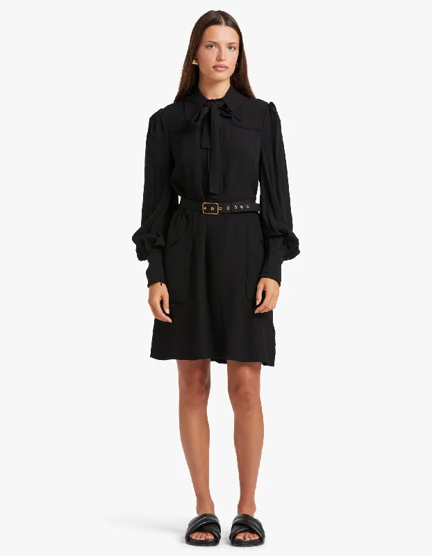 The Latest Trends Collared Swing Dress - Black