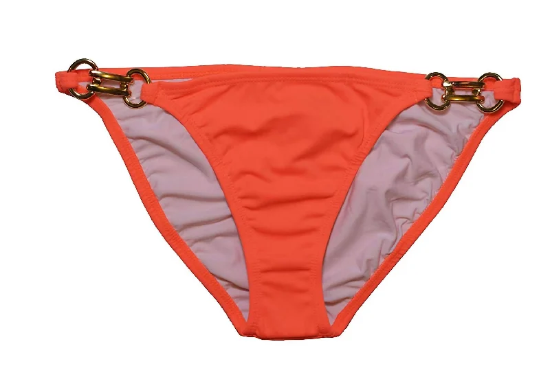 Comfortable Women's Attire Chain Strap Bikini Bottom In Tangerine