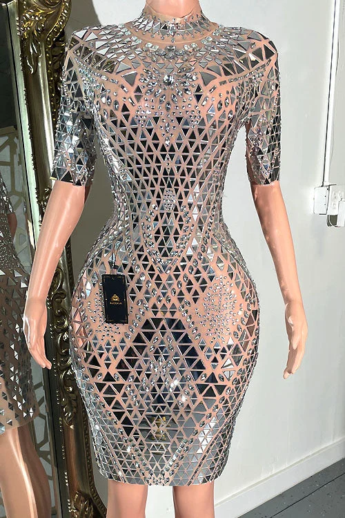 The Epitome Of Modern Women's Fashion Penil Mirror Mesh Dress (Ready To Ship)