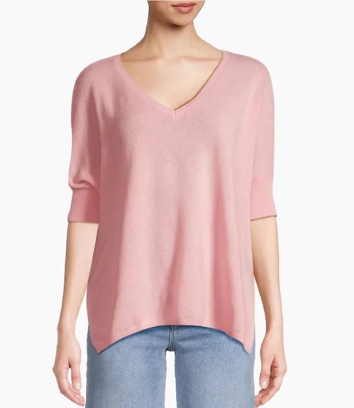 Chic Clothing For Women Cashmere Pow Pow Sweater In Pink Pearl