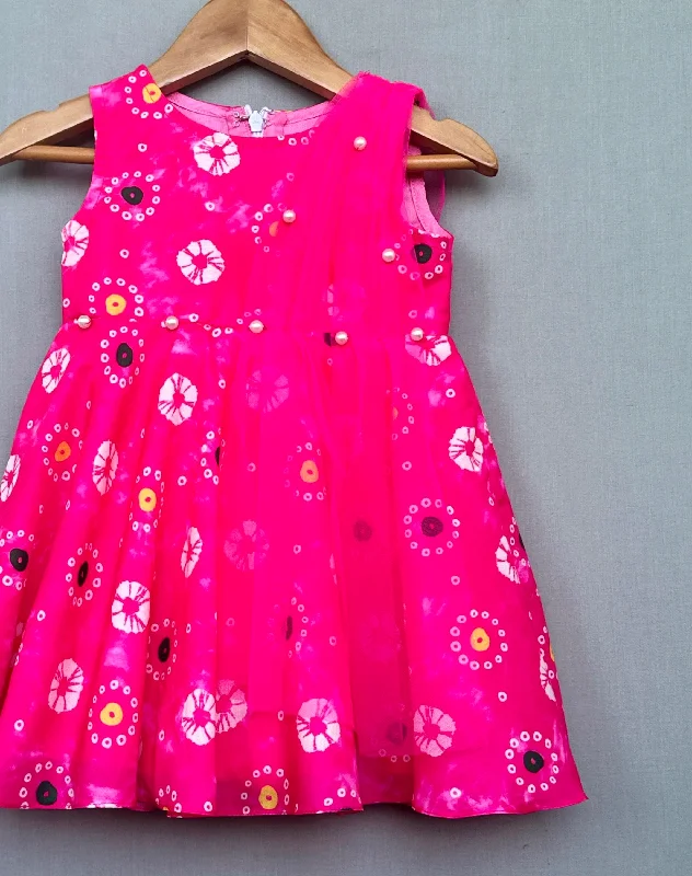 Step Ahead, Lead The Trend Pre-Order: Festive Pink Printed Dress with dupatta