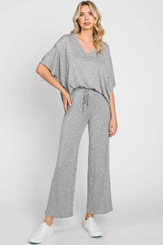 Women's Versatile Apparel Heather Grey Cropped Pant Maternity Set