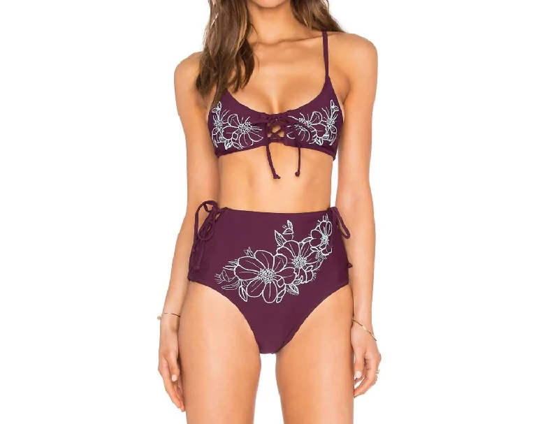 Women's Sporty Chic Clothes Reha High Waisted Bikini Bottom Swimsuit In Burgundy