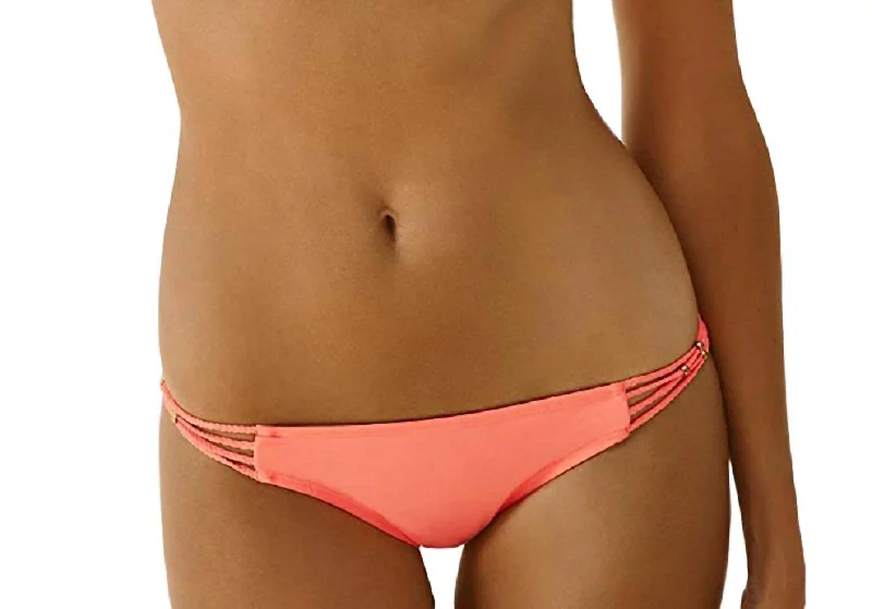 Women's Clothing For Casual Outings Women's Braided Side Strap Full Bikini Bottom In Pink