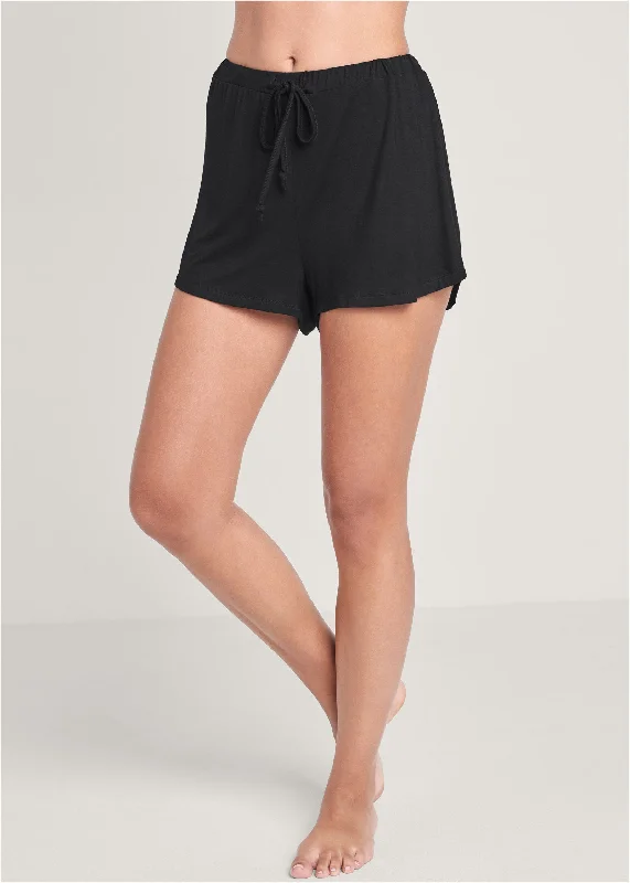 Women's Workout Clothing Pajama Shorts - Black