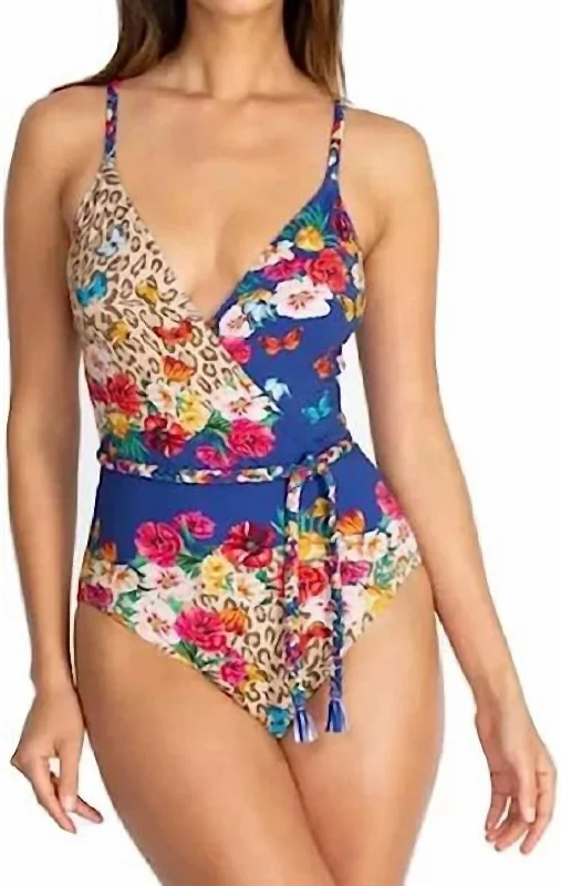 Women's Outdoor Activity Garments Fleur Braided Wrap One Piece Swimsuit In Multi