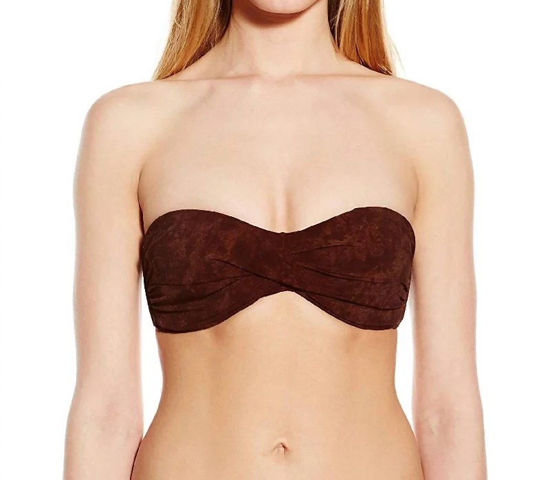 Women's Office Clothing Women Goddess Strapless Bandeau Swimsuit Bikini Top In Brown