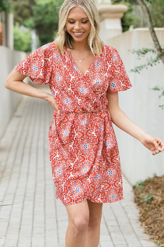 Best Online Boutiques For Women Thinking Out Loud Red Tile Print Dress